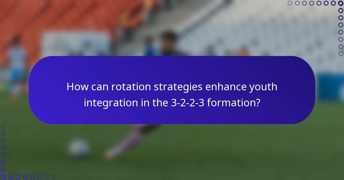 How can rotation strategies enhance youth integration in the 3-2-2-3 formation?